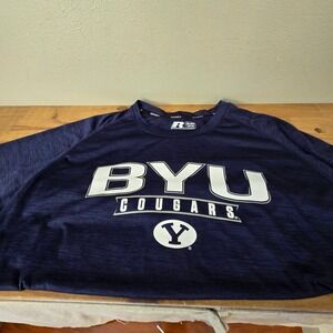 Russell BYU Cougars Shirt Mens 2XL Navy Blue Excellent Long Sleeve Performance